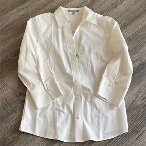 FOXCROFT NON IRON BUTTON DOWN BLOUSE 3/4 SLEEVE 100% Cotton SIZE 8 NWOT